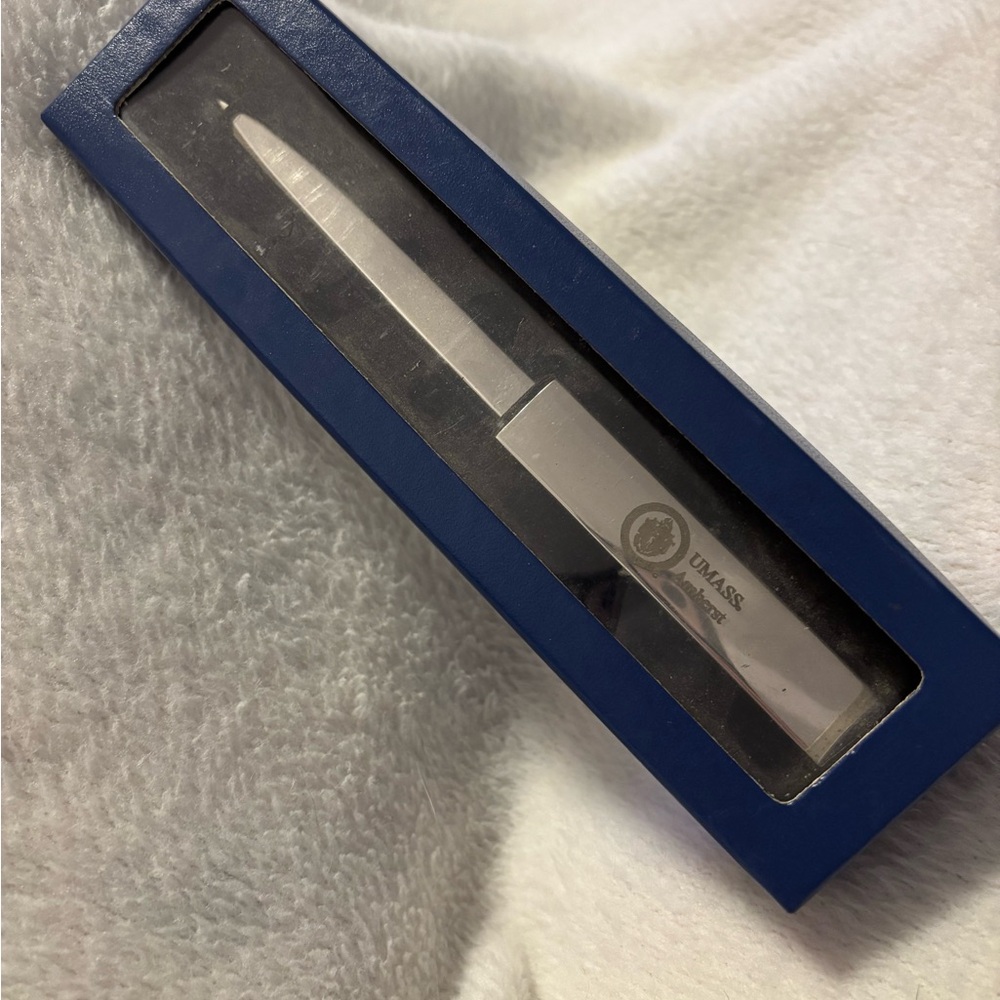 Silver UMass Amerherst Engraved Letter Opener
